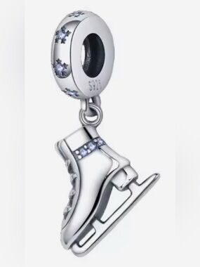 Silver & Purple Sparkle Ice Skate Dangle Charm